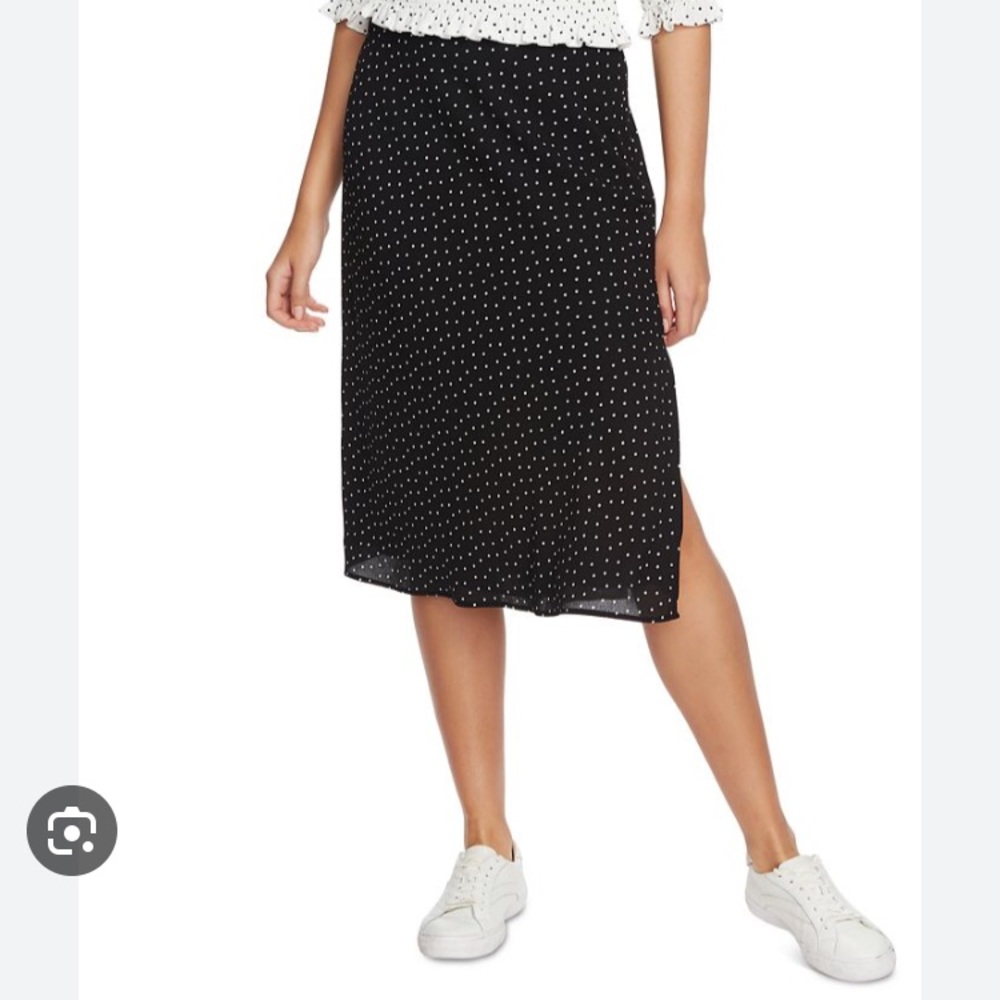 1.State Black Polka Dot Midi Skirt